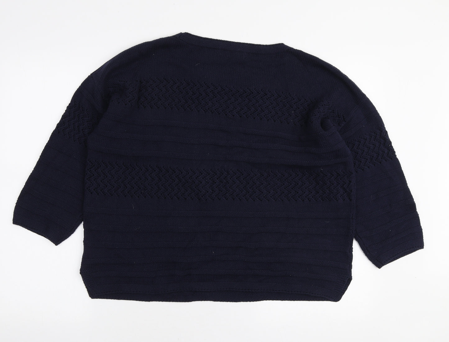 Bonmarché Womens Blue Round Neck Cotton Pullover Jumper Size M