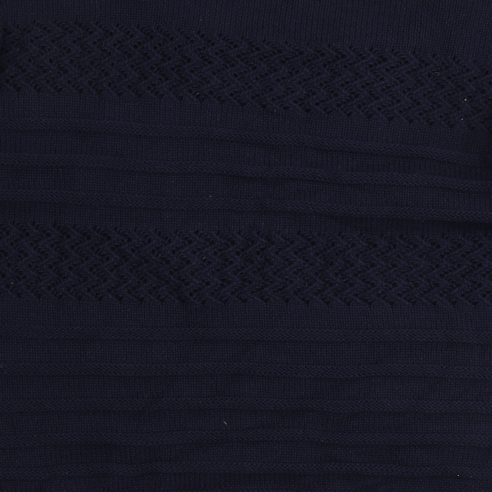 Bonmarché Womens Blue Round Neck Cotton Pullover Jumper Size M