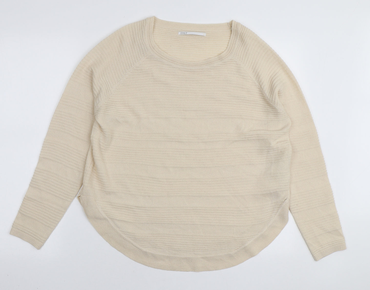 Only Womens Beige Round Neck Acrylic Pullover Jumper Size M