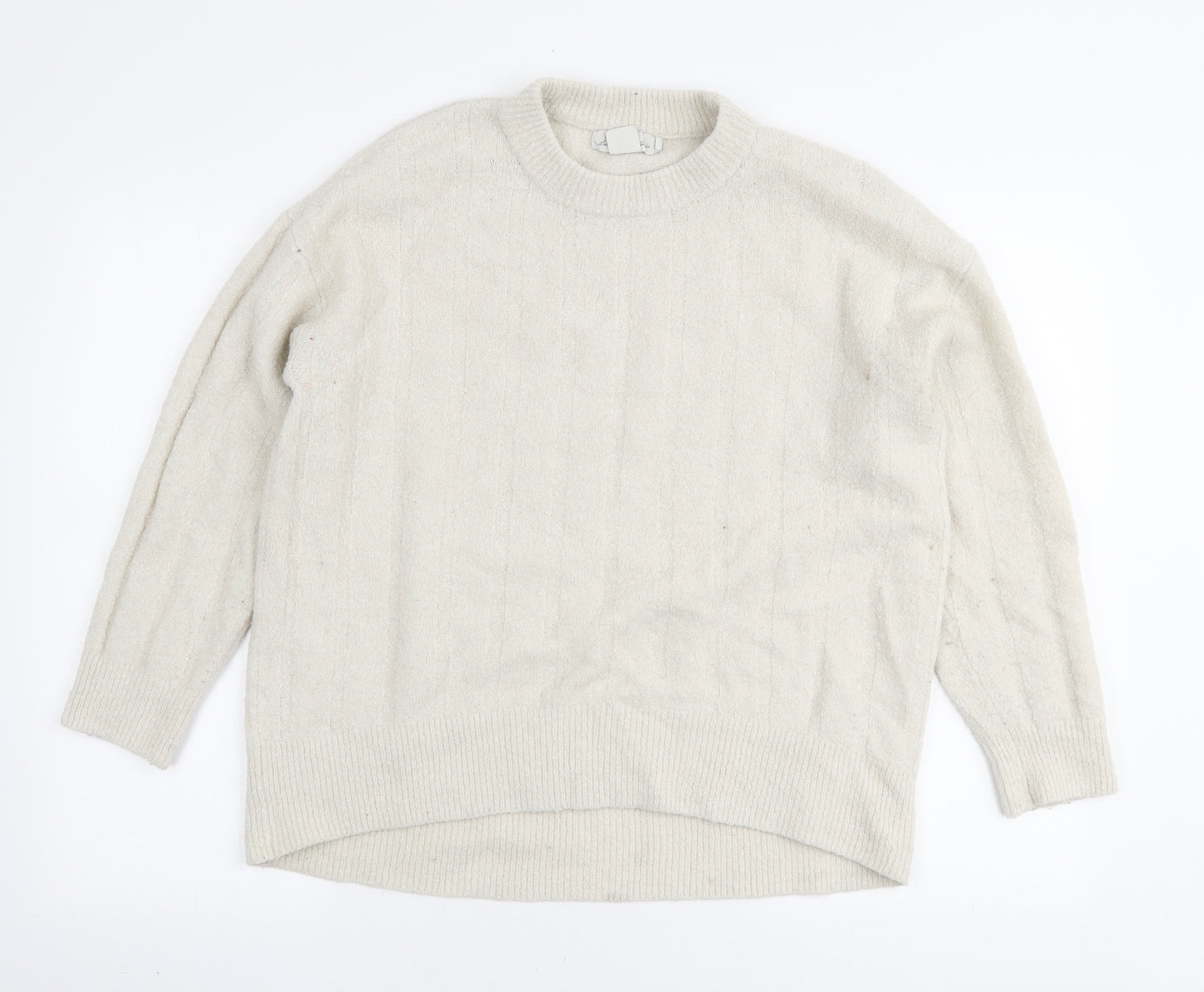 L.O.G.G Womens Ivory Round Neck Acrylic Pullover Jumper Size M
