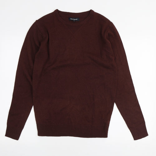 Blue Inc Mens Brown Round Neck Acrylic Pullover Jumper Size XS