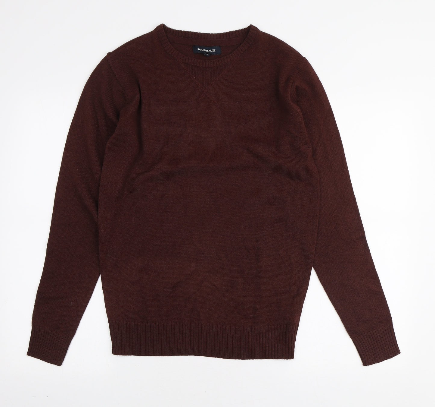 Blue Inc Mens Brown Round Neck Acrylic Pullover Jumper Size XS