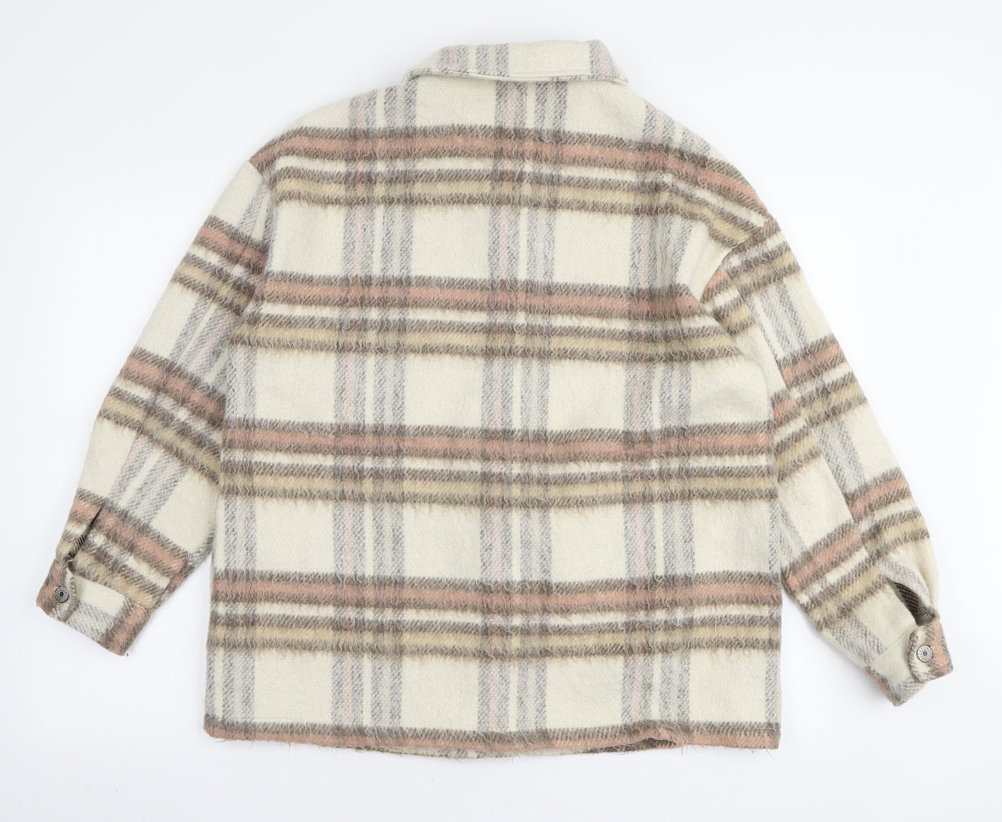 Amy & Clo in vogue Womens Ivory Plaid Jacket Size M Button - Shacket
