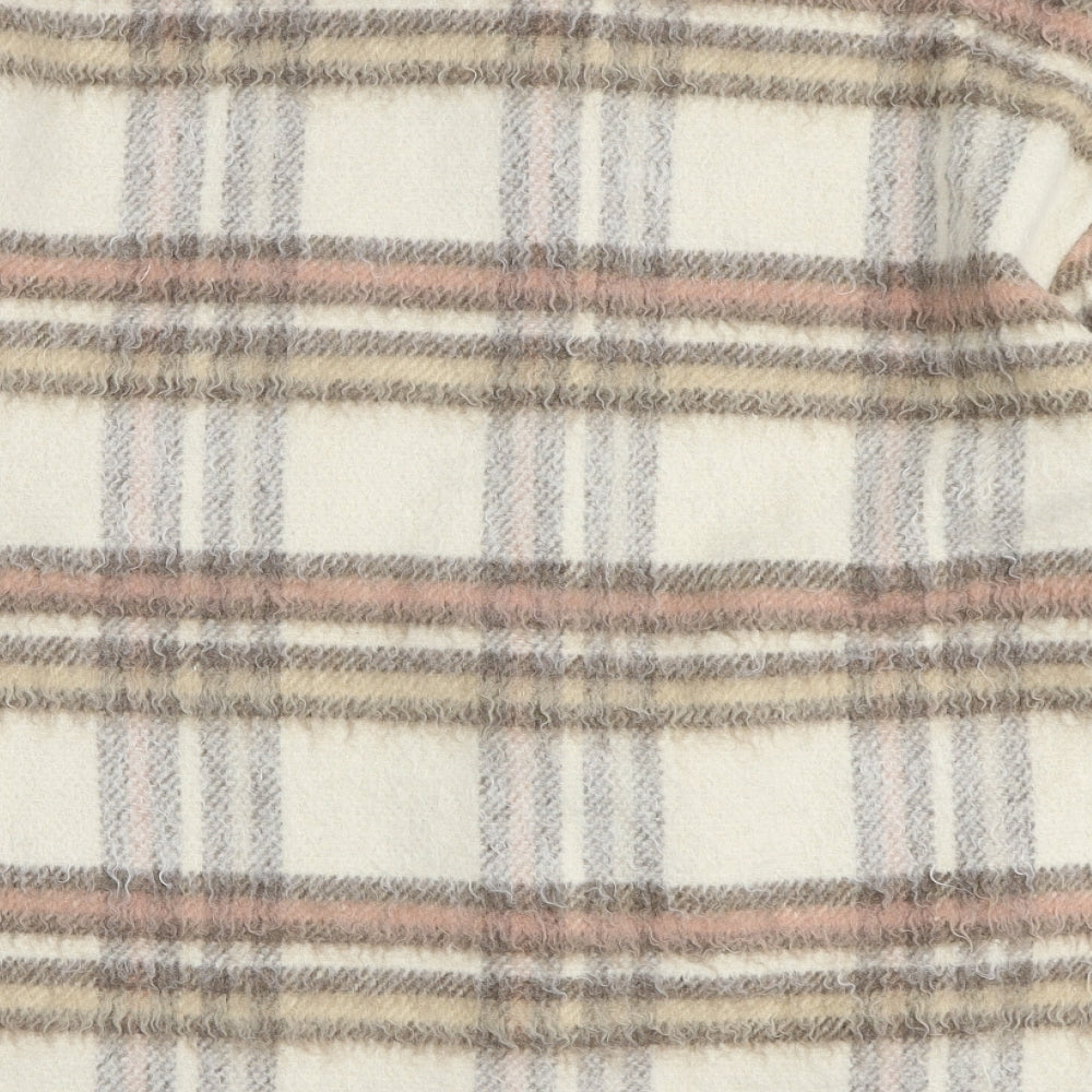 Amy & Clo in vogue Womens Ivory Plaid Jacket Size M Button - Shacket
