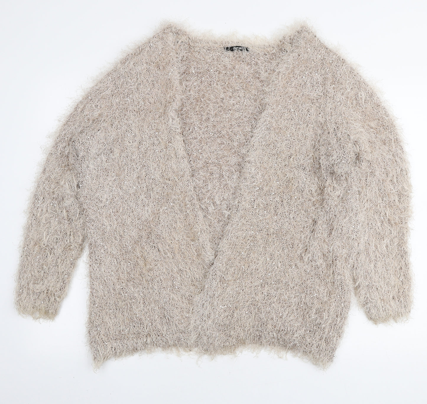 George Womens Beige V-Neck Polyester Cardigan Jumper Size 22