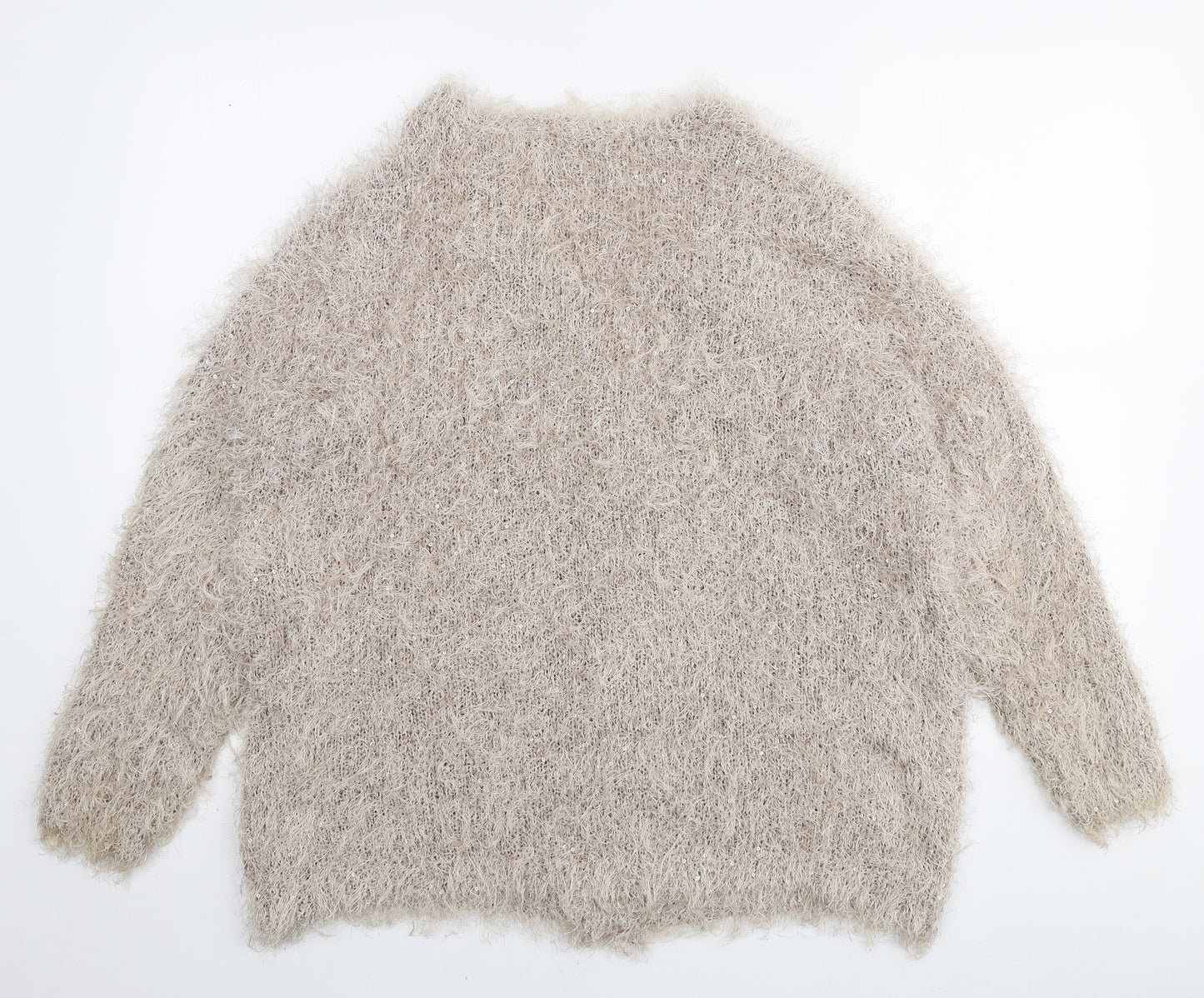George Womens Beige V-Neck Polyester Cardigan Jumper Size 22