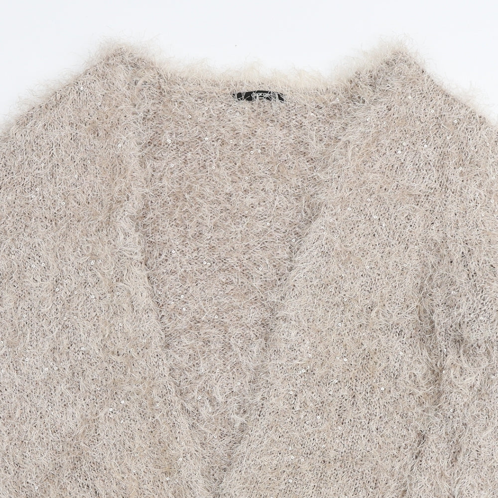 George Womens Beige V-Neck Polyester Cardigan Jumper Size 22