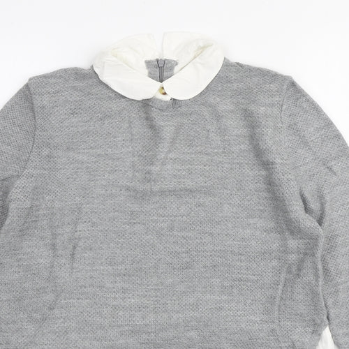 Topshop Womens Grey Collared Acrylic Pullover Jumper Size 8