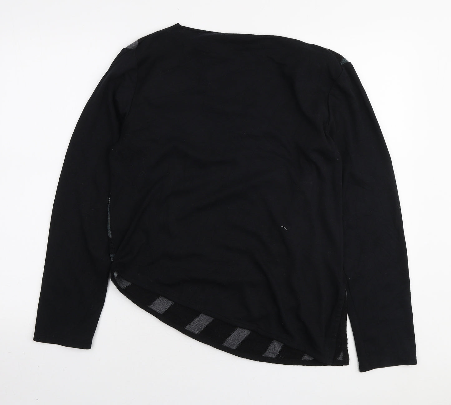 Preworn Womens Black Cowl Neck Geometric Wool Pullover Jumper Size M - Asymmetric