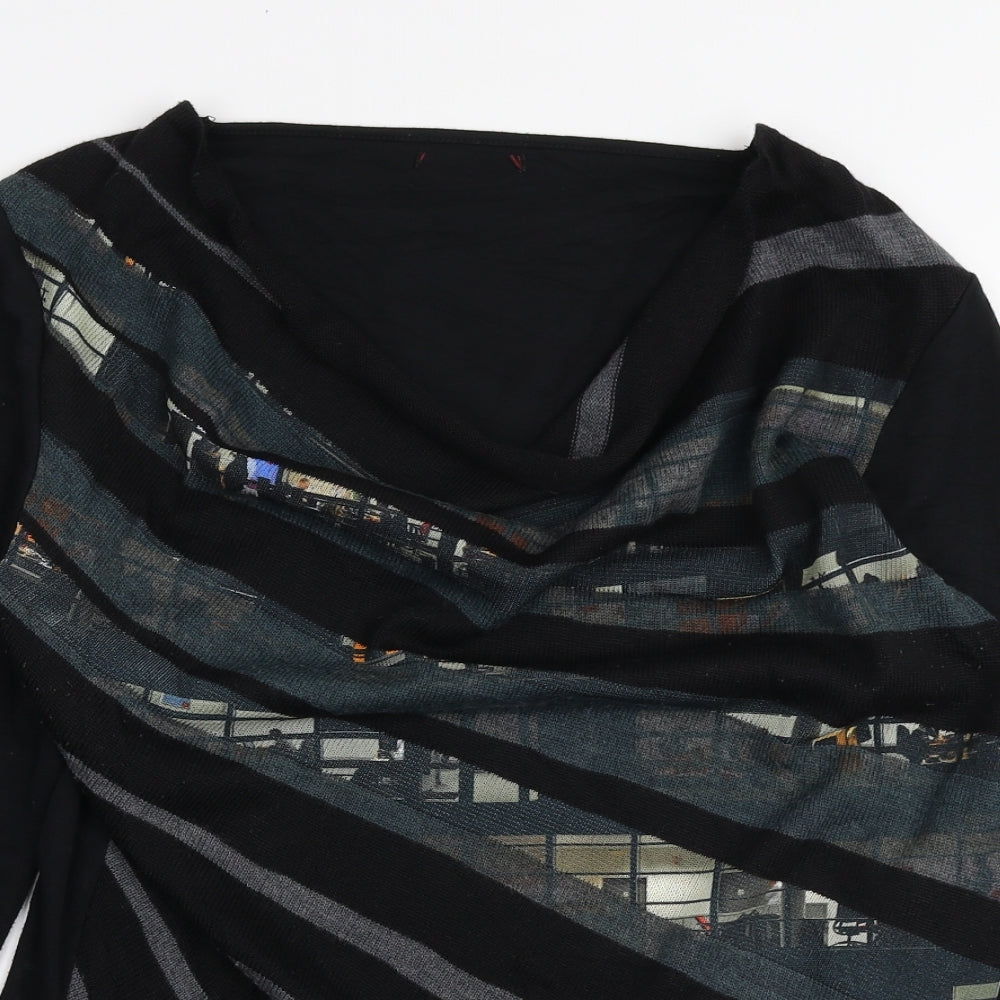 Preworn Womens Black Cowl Neck Geometric Wool Pullover Jumper Size M - Asymmetric