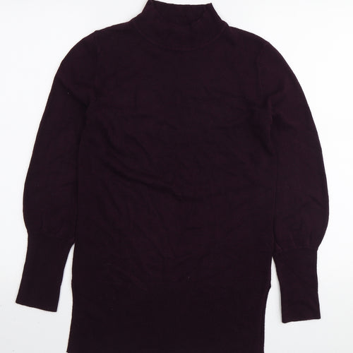 Marks and Spencer Womens Purple Mock Neck Acrylic Pullover Jumper Size S
