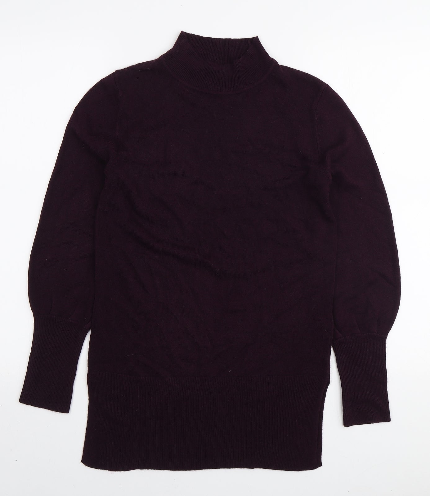 Marks and Spencer Womens Purple Mock Neck Acrylic Pullover Jumper Size S