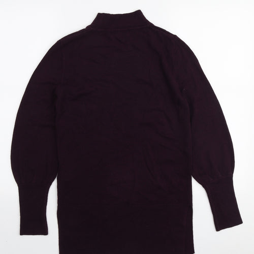 Marks and Spencer Womens Purple Mock Neck Acrylic Pullover Jumper Size S