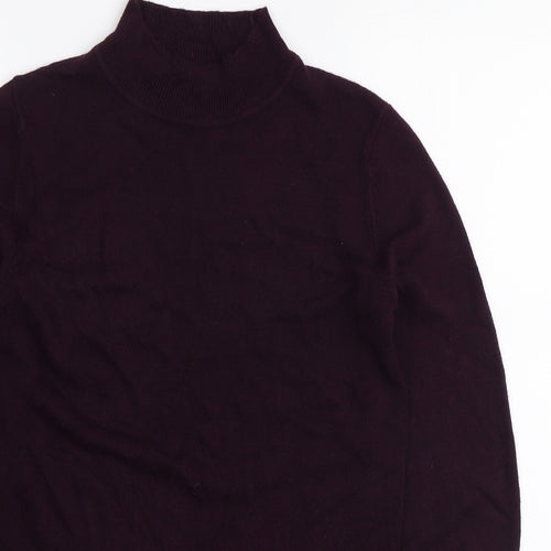 Marks and Spencer Womens Purple Mock Neck Acrylic Pullover Jumper Size S