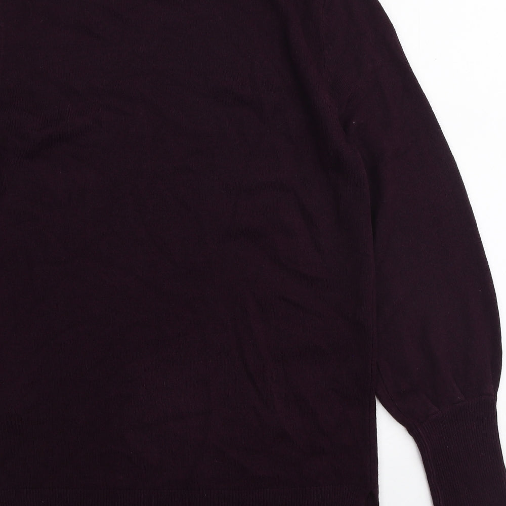 Marks and Spencer Womens Purple Mock Neck Acrylic Pullover Jumper Size S