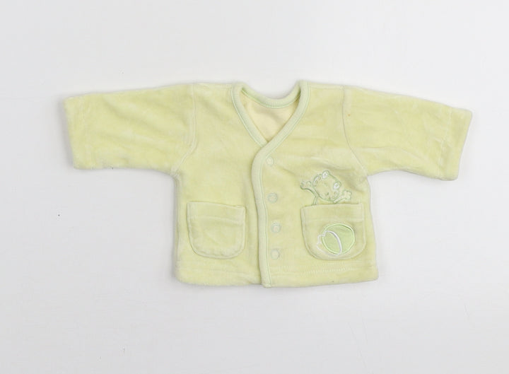 Little Bundle Baby Yellow Cotton Pullover Jumper Size 0-3 Months Snap - To fit 1.6kg, embroidered frog