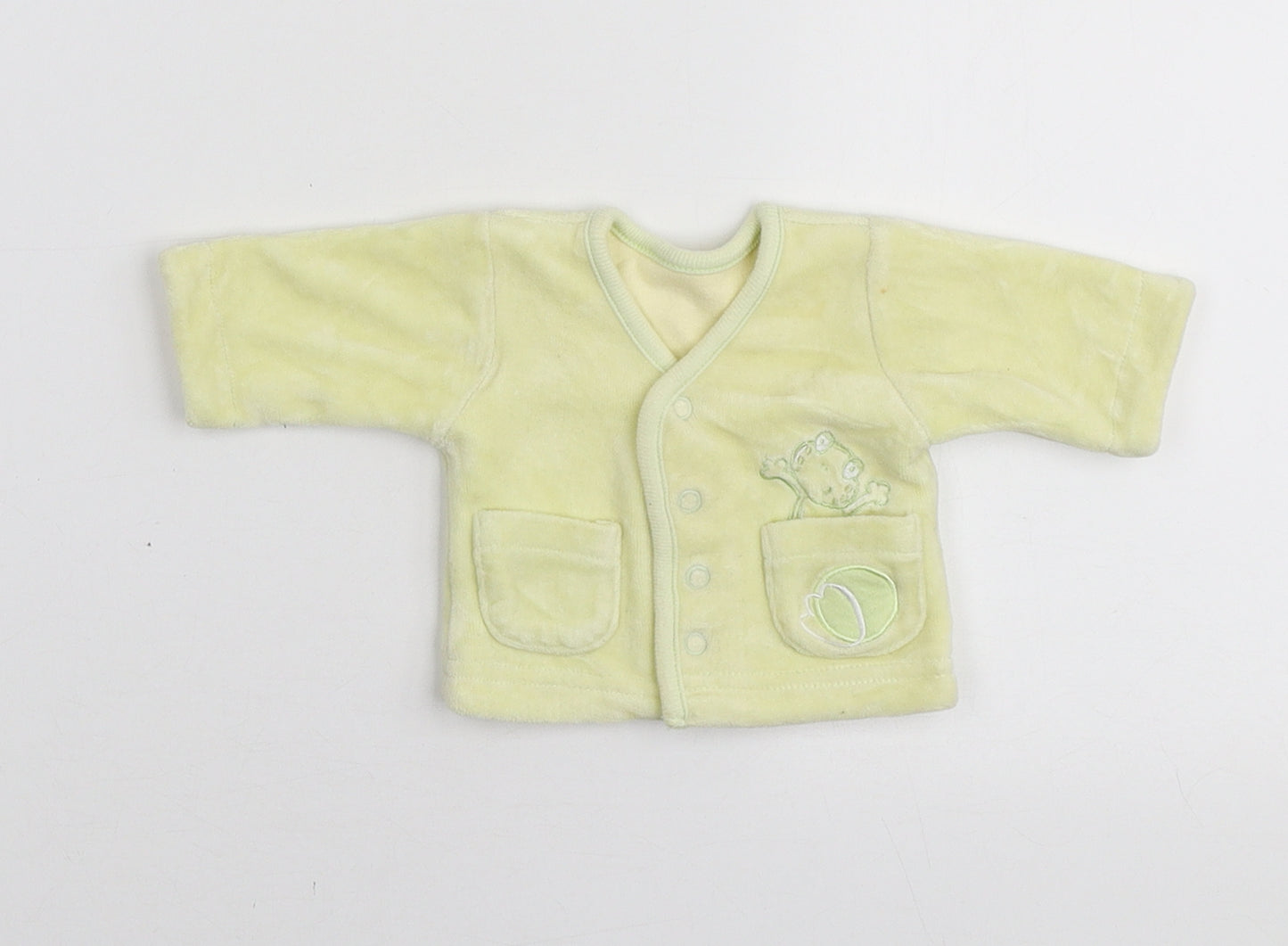 Little Bundle Baby Yellow Cotton Pullover Jumper Size 0-3 Months Snap - To fit 1.6kg, embroidered frog