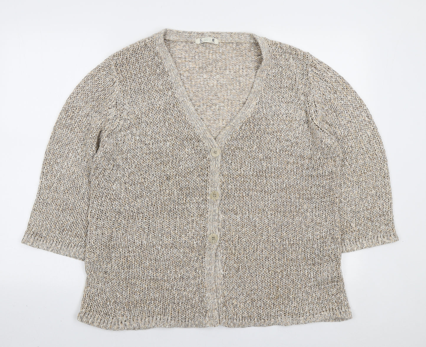 Marks and Spencer Womens Beige V-Neck Acrylic Cardigan Jumper Size 18