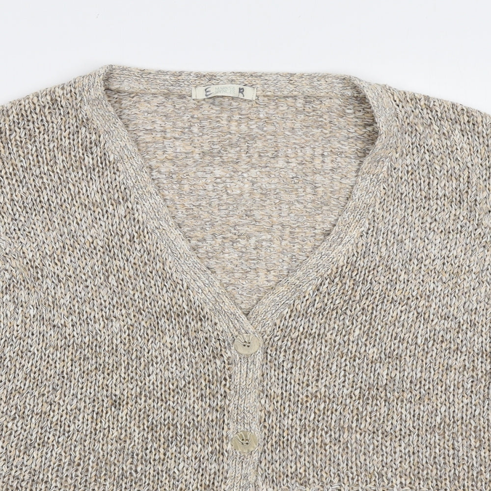 Marks and Spencer Womens Beige V-Neck Acrylic Cardigan Jumper Size 18