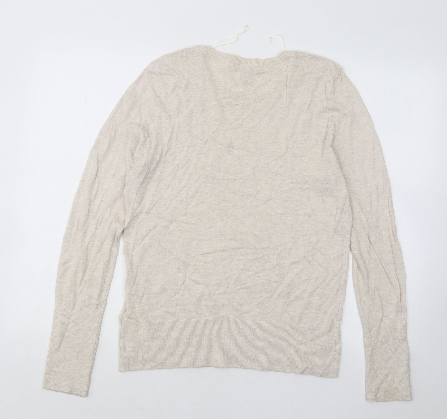 H&M Womens Beige Round Neck Viscose Pullover Jumper Size L