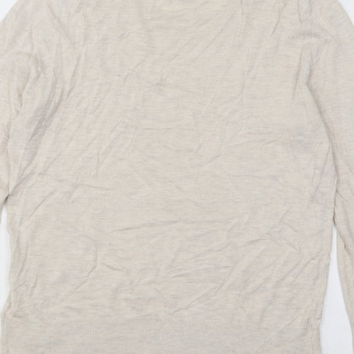 H&M Womens Beige Round Neck Viscose Pullover Jumper Size L