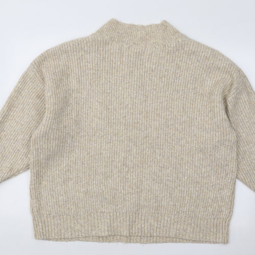 Marks and Spencer Mens Beige V-Neck Acrylic Pullover Jumper Size XL