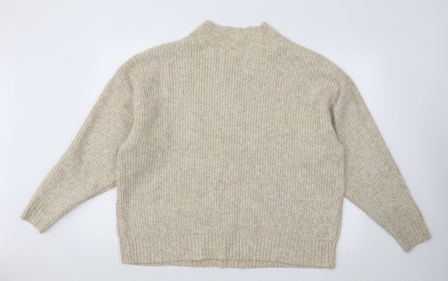 Marks and Spencer Mens Beige V-Neck Acrylic Pullover Jumper Size XL