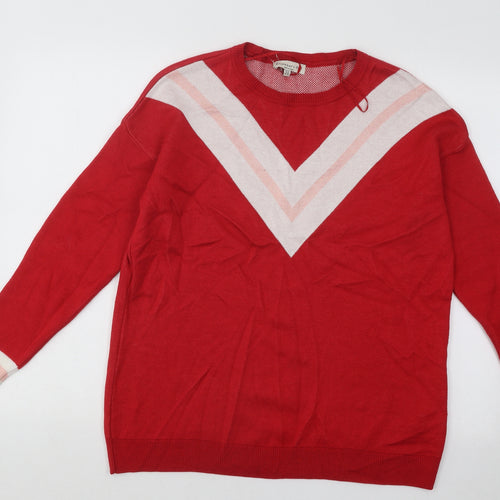 F&F Womens Red Round Neck Viscose Pullover Jumper Size 12