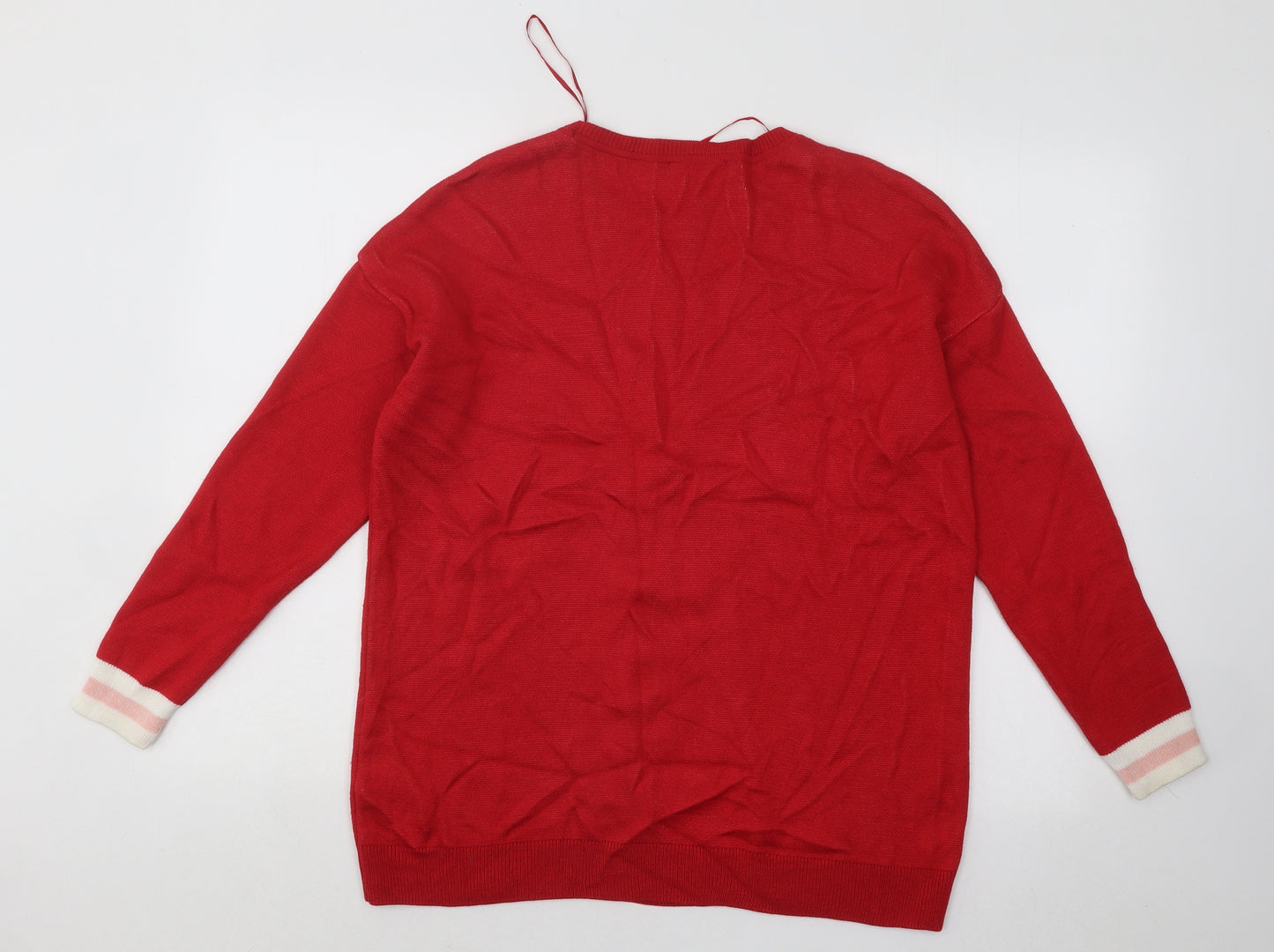 F&F Womens Red Round Neck Viscose Pullover Jumper Size 12