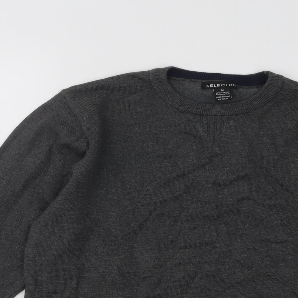 Selection Womens Grey Round Neck Cotton Pullover Jumper Size M