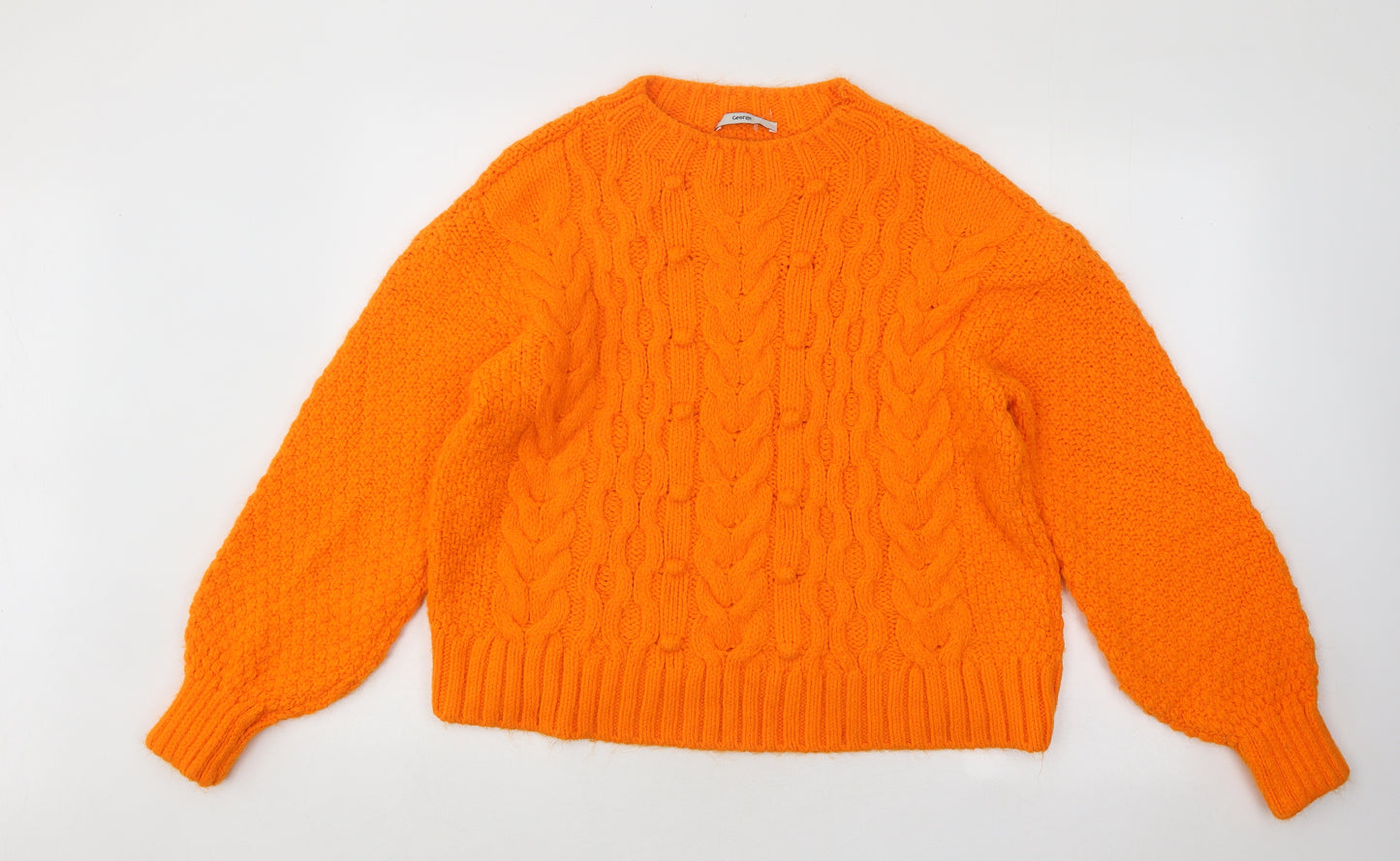 George Womens Orange Round Neck Acrylic Pullover Jumper Size 14