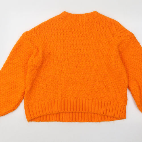 George Womens Orange Round Neck Acrylic Pullover Jumper Size 14