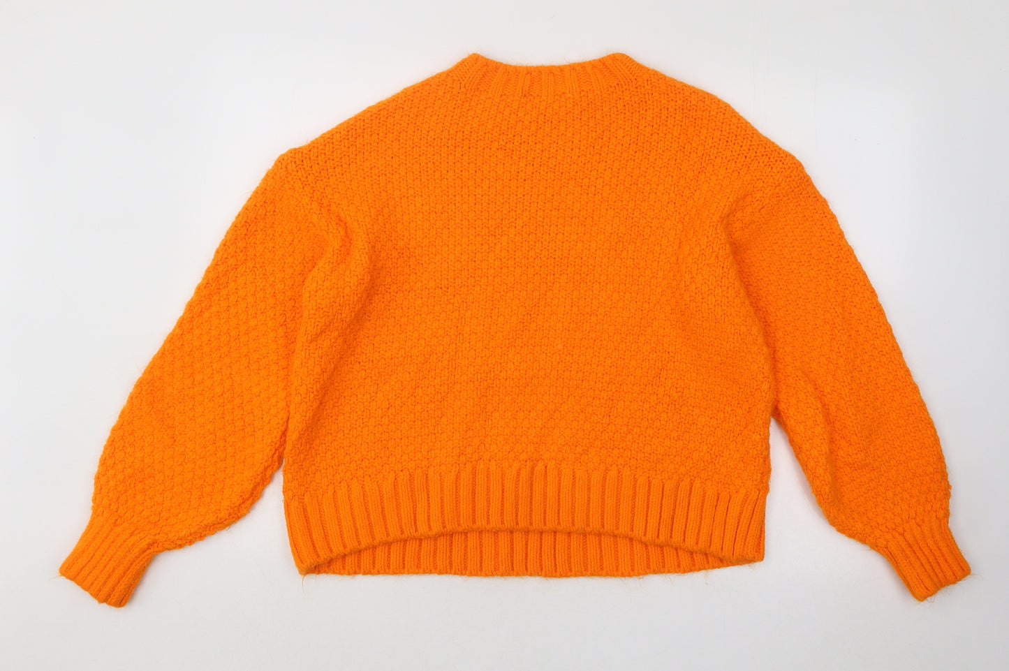 George Womens Orange Round Neck Acrylic Pullover Jumper Size 14