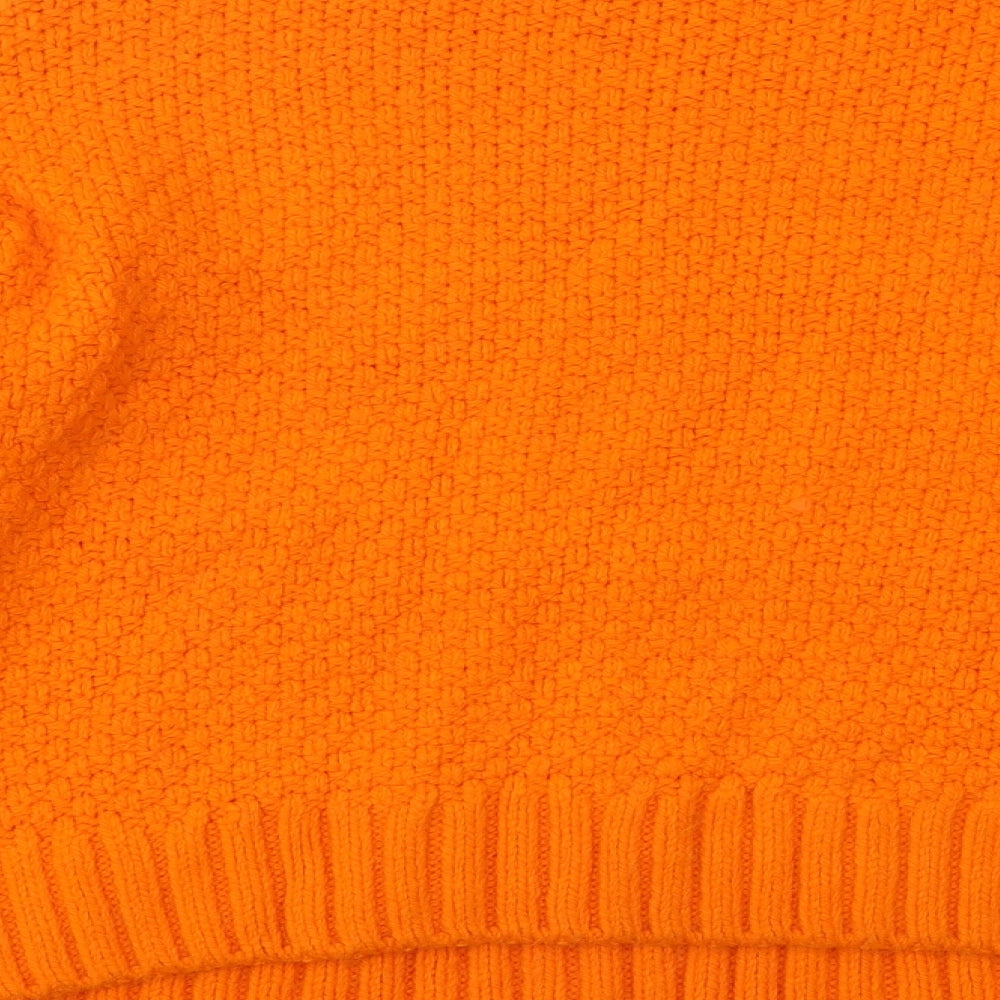 George Womens Orange Round Neck Acrylic Pullover Jumper Size 14