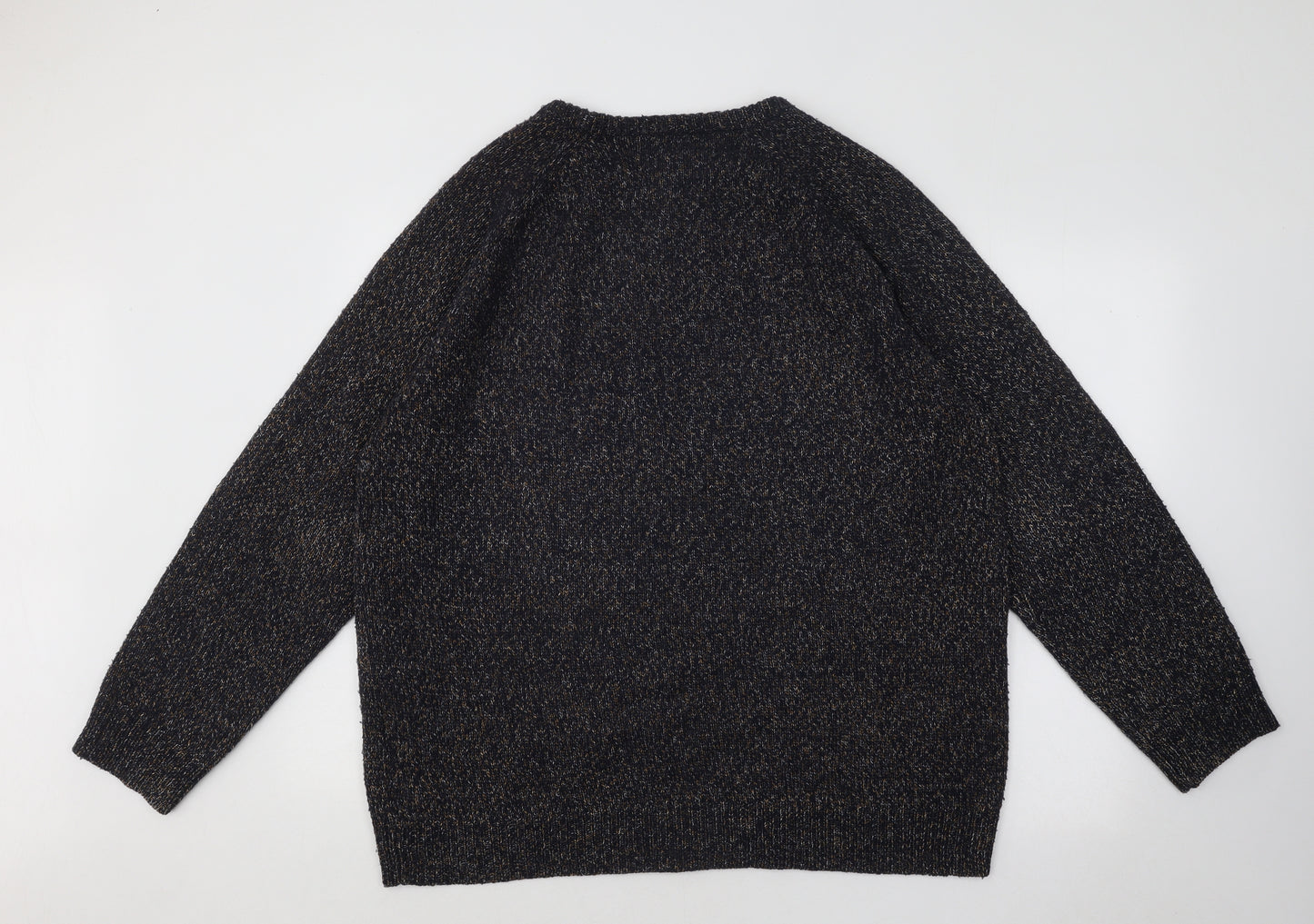 F&F Mens Black Round Neck Acrylic Pullover Jumper Size XL