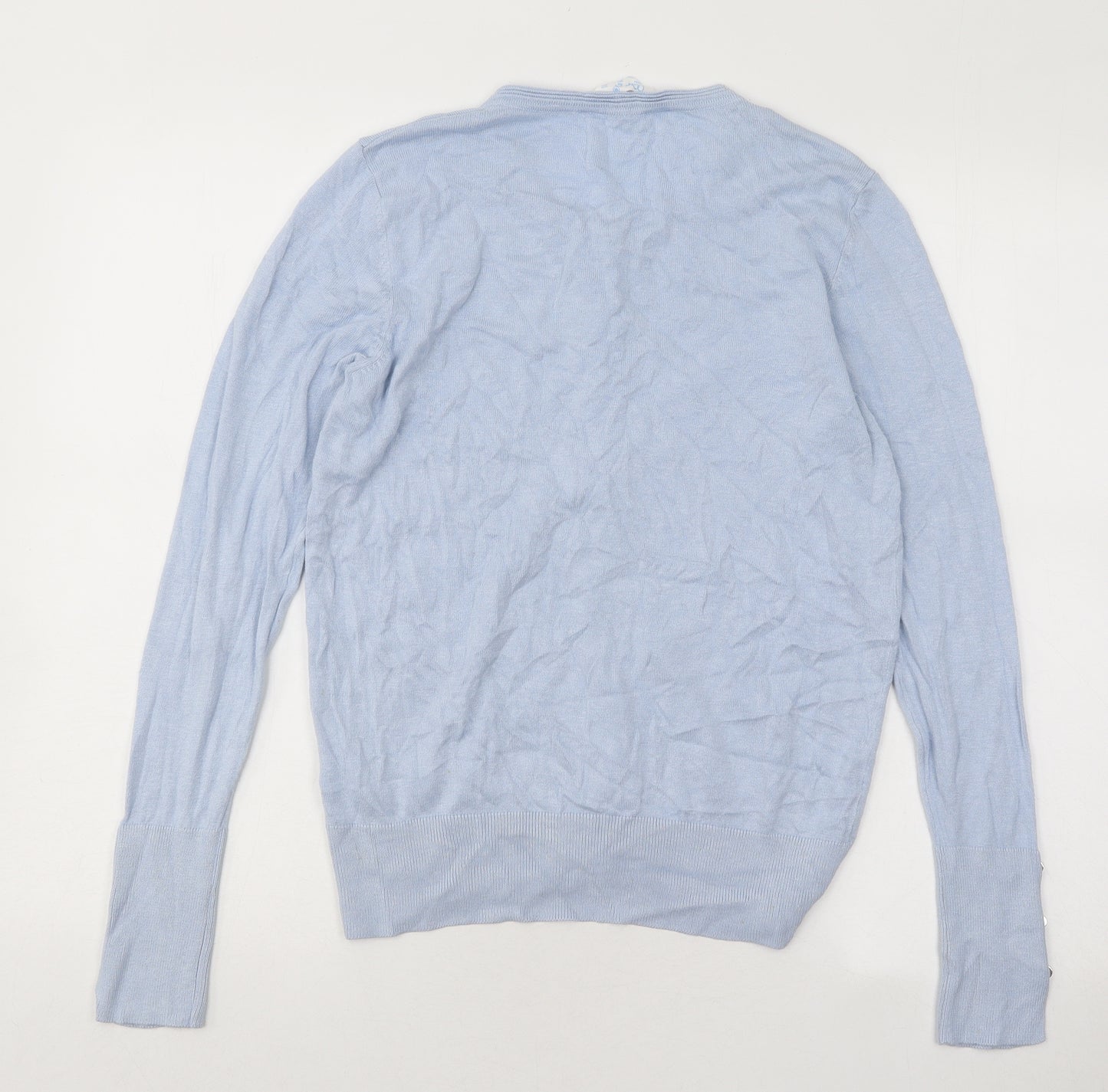 Primark Womens Blue Round Neck Viscose Cardigan Jumper Size 12