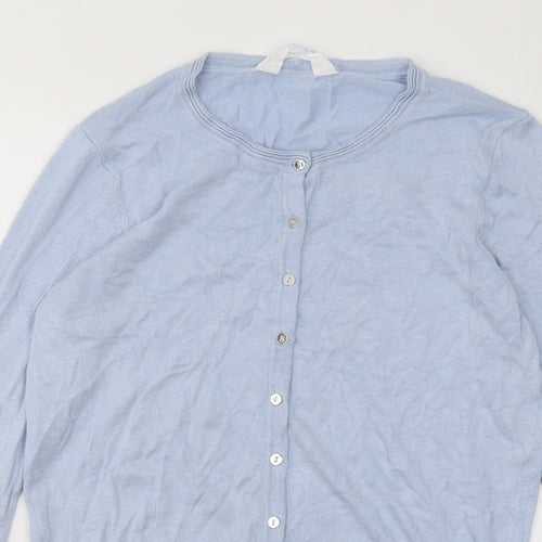 Primark Womens Blue Round Neck Viscose Cardigan Jumper Size 12
