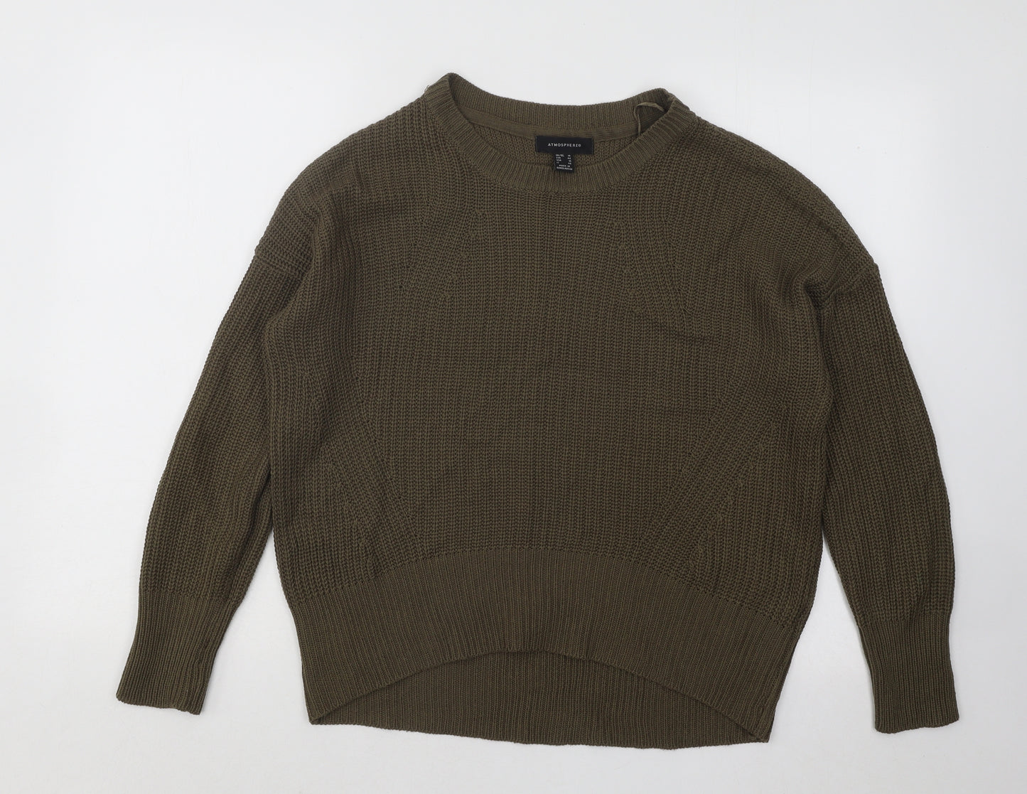Atmosphere Womens Green Round Neck Acrylic Pullover Jumper Size 14
