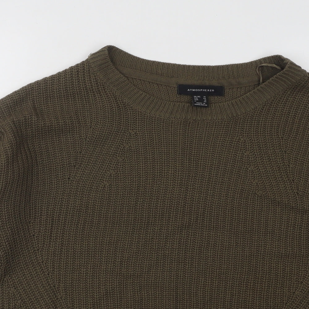 Atmosphere Womens Green Round Neck Acrylic Pullover Jumper Size 14