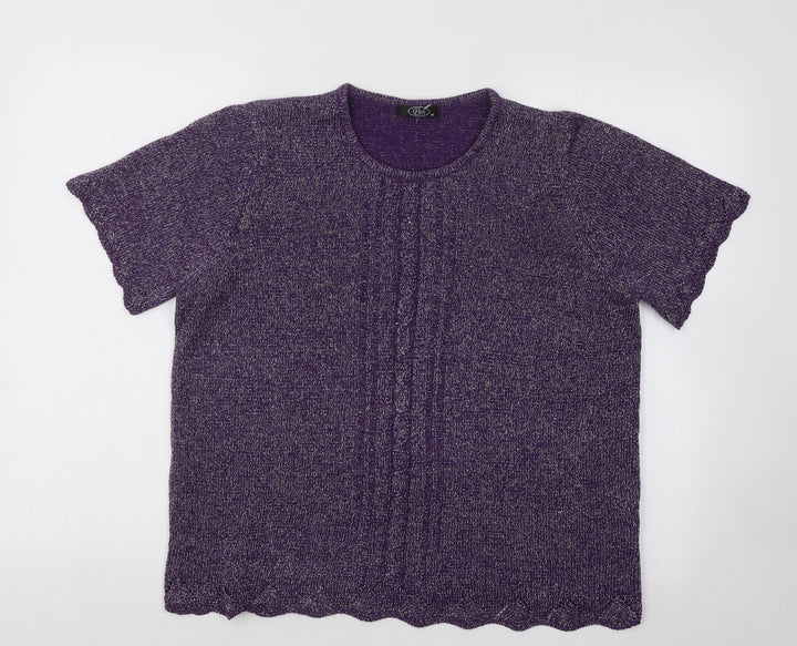 Bonmarché Womens Purple Round Neck Acrylic Pullover Jumper Size M