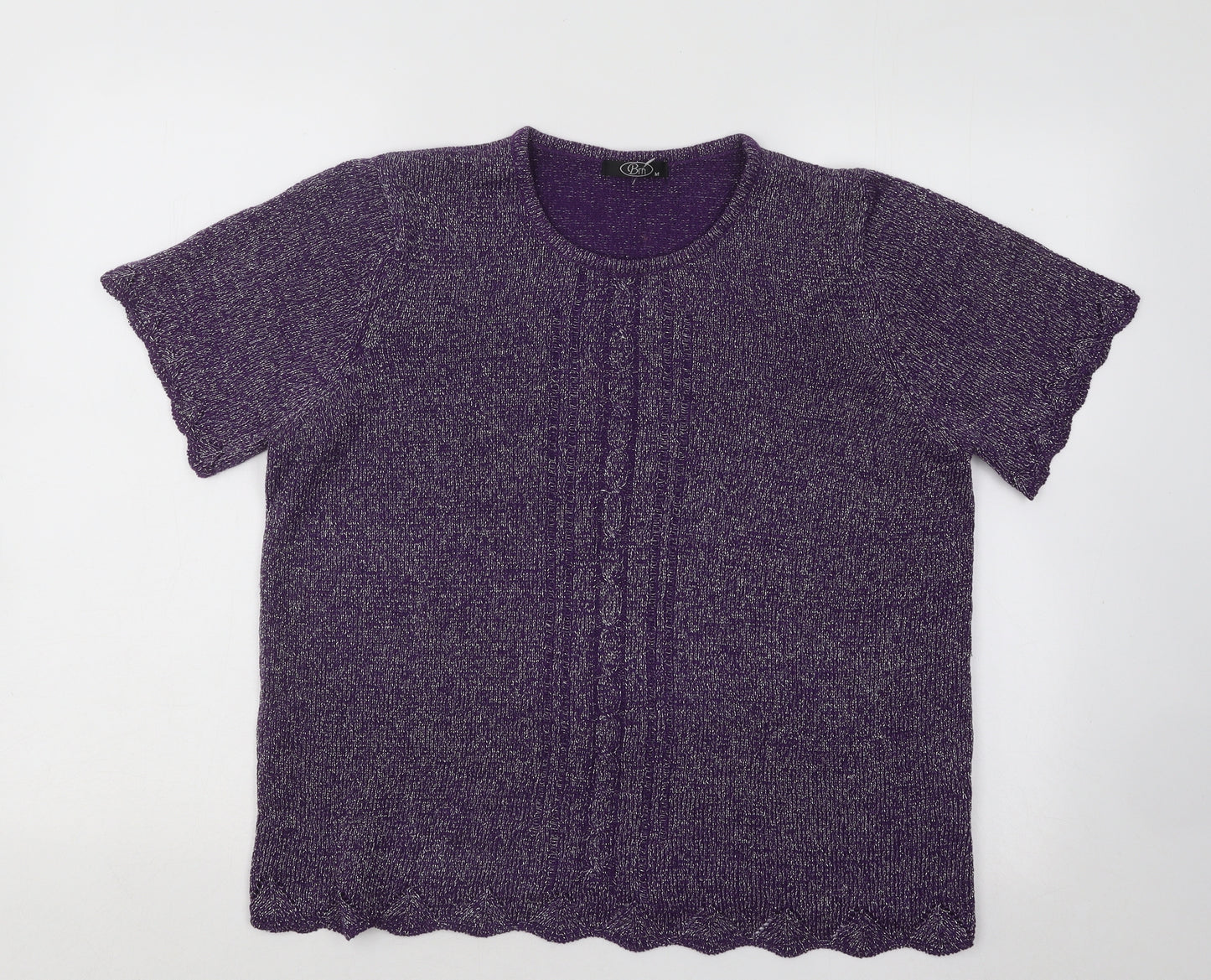 Bonmarché Womens Purple Round Neck Acrylic Pullover Jumper Size M