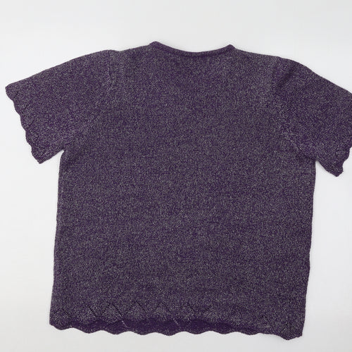 Bonmarché Womens Purple Round Neck Acrylic Pullover Jumper Size M
