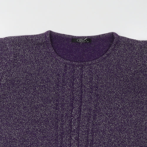 Bonmarché Womens Purple Round Neck Acrylic Pullover Jumper Size M