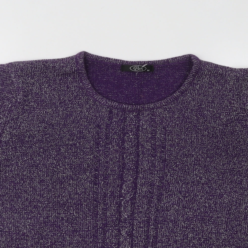 Bonmarché Womens Purple Round Neck Acrylic Pullover Jumper Size M