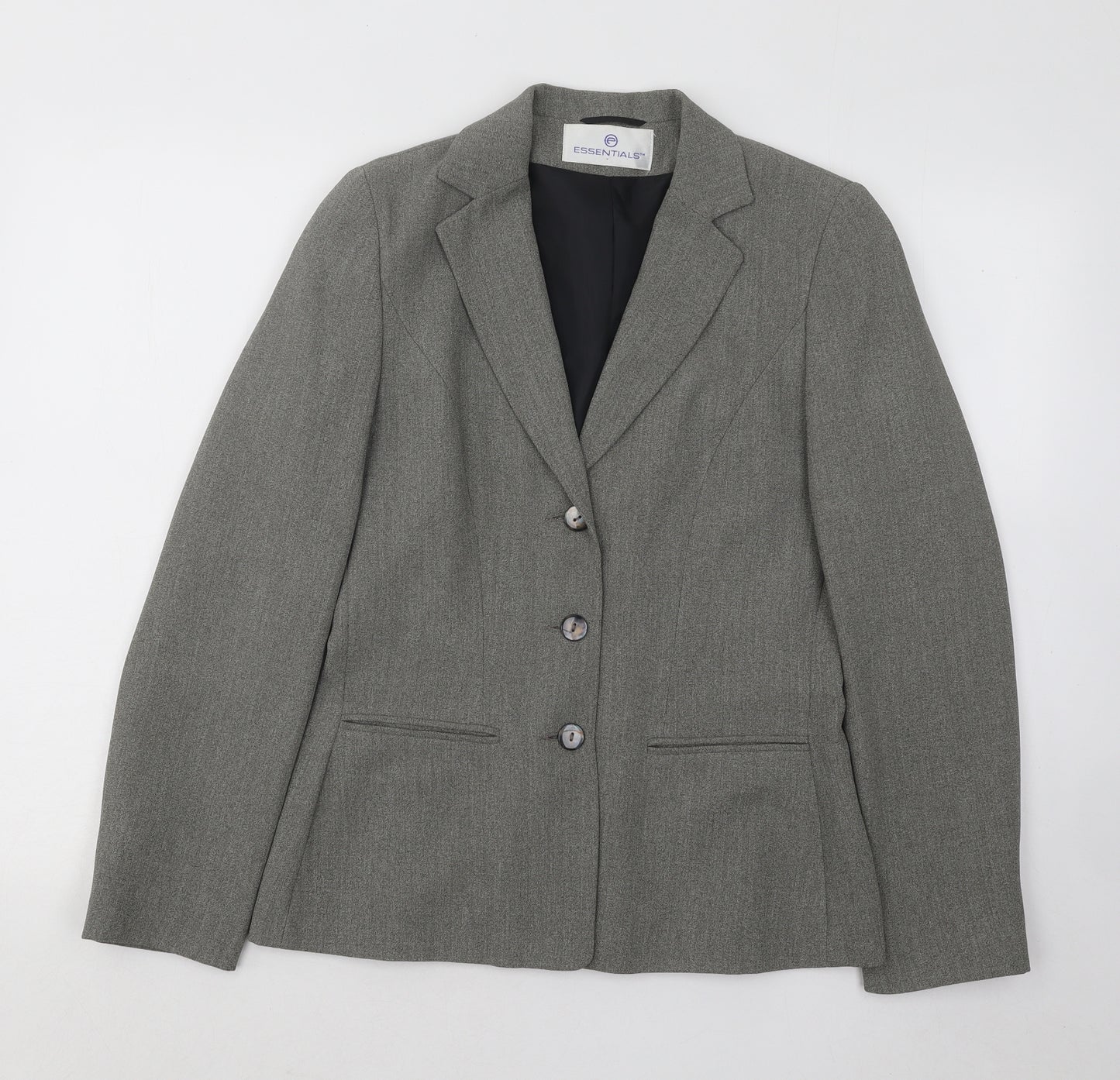 Essentials Womens Grey Jacket Blazer Size 10 Button