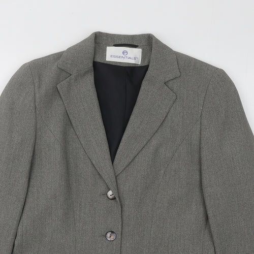 Essentials Womens Grey Jacket Blazer Size 10 Button