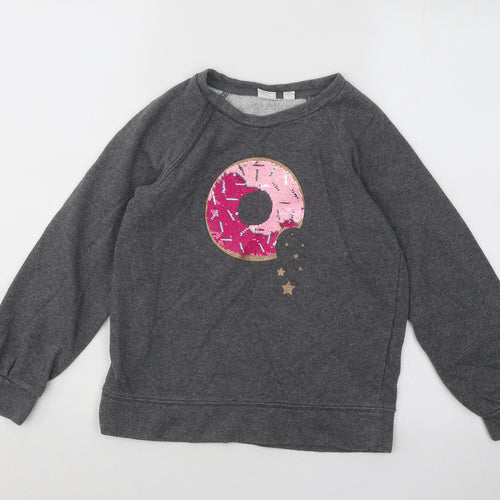 Gap Girls Grey Cotton Pullover Sweatshirt Size 8 Years Pullover - Donut
