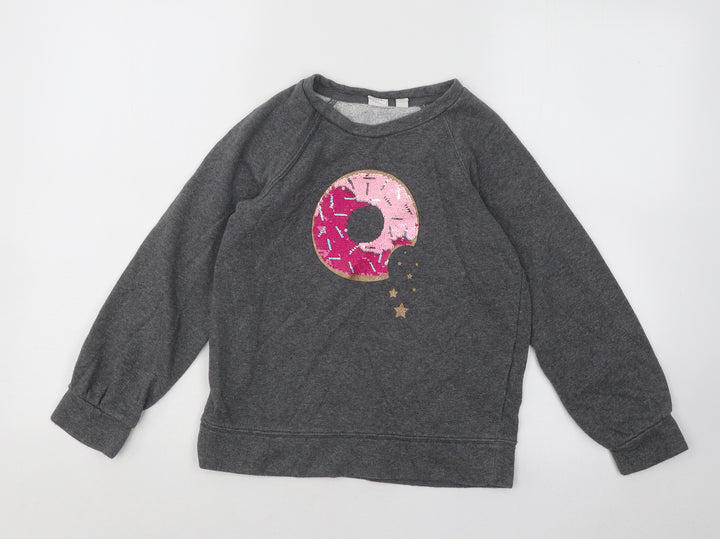 Gap Girls Grey Cotton Pullover Sweatshirt Size 8 Years Pullover - Donut