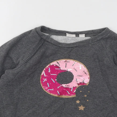 Gap Girls Grey Cotton Pullover Sweatshirt Size 8 Years Pullover - Donut