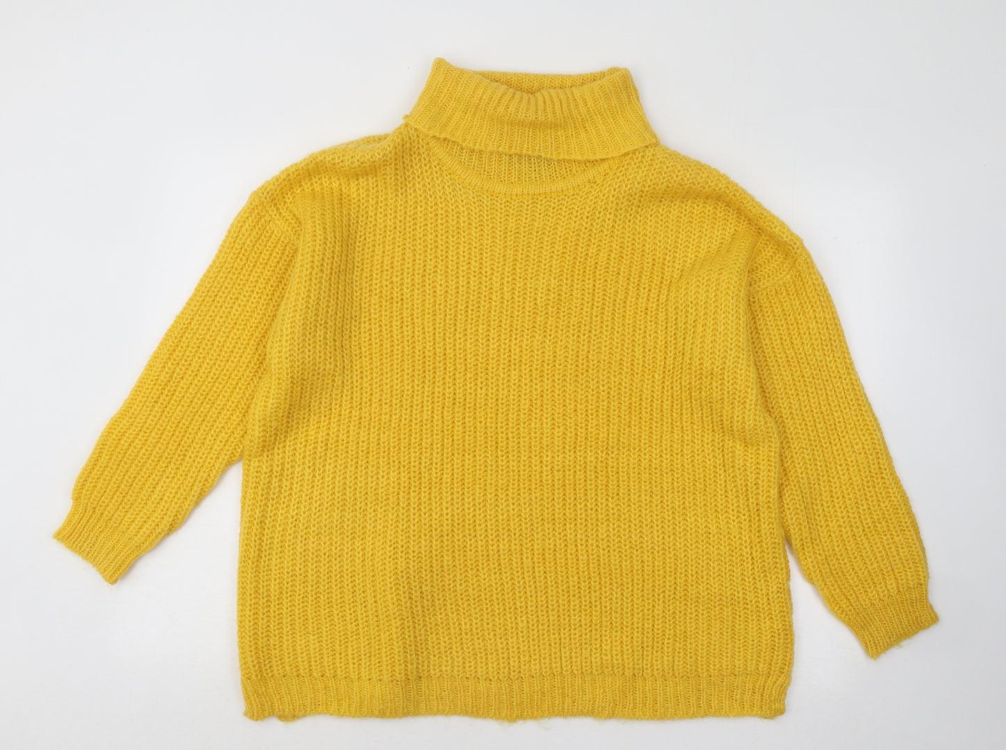 F&F Womens Yellow Roll Neck Acrylic Pullover Jumper Size 16